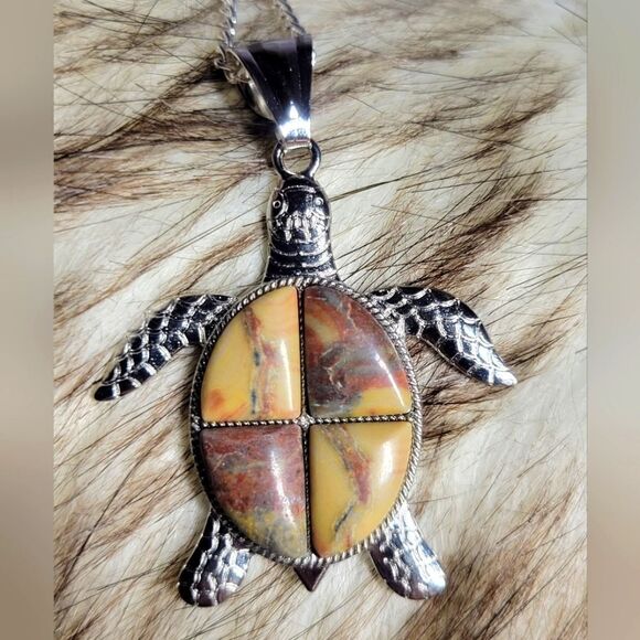 Rainbow Picasso Stone Turtle - Picture 1 of 8